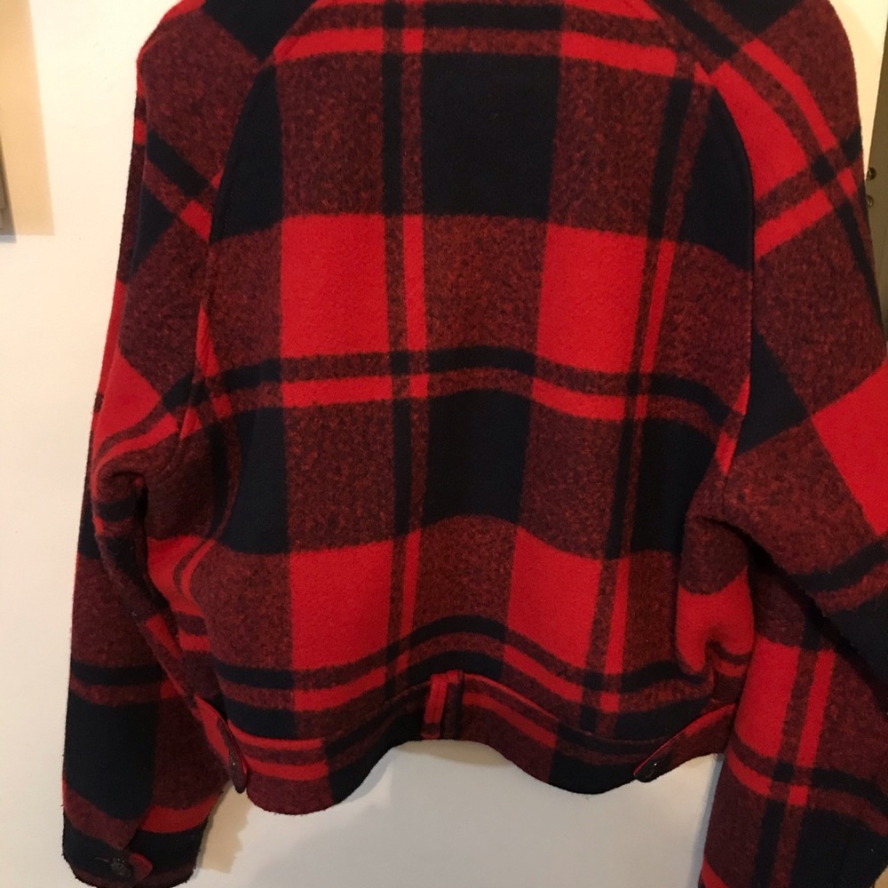 Blue and red plaid coat